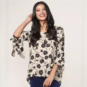 LC Lauren Conrad Runway Floral Print Open Back Bell Top M